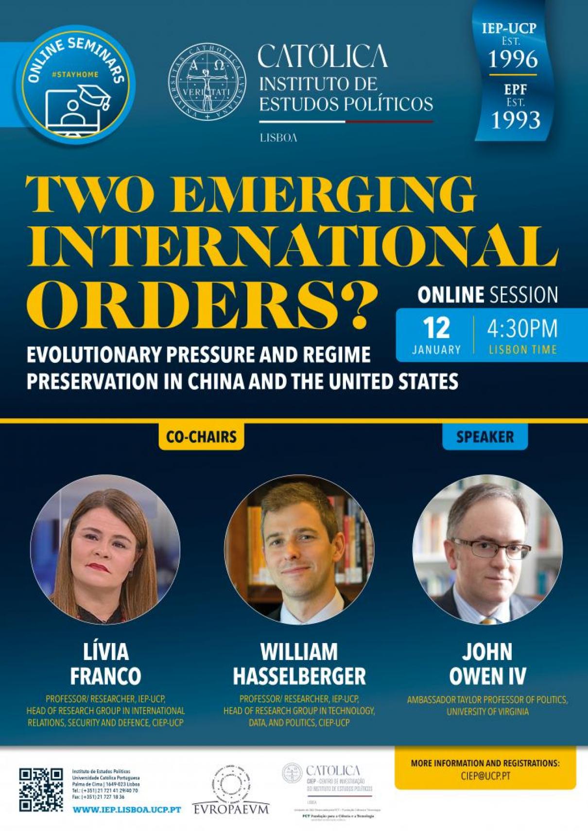 Seminário CIEP| Two Emerging International Orders? Evolutionary Pressure and Regime Preservation in China and the United States